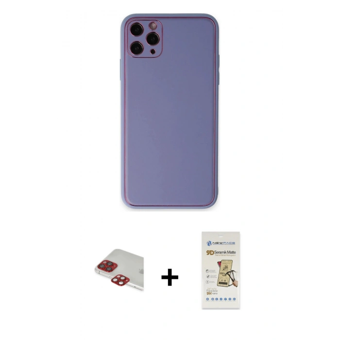 MARSİLYAN™- iPhone 11 Pro Max Kılıf Yadigar Klasik - Siyah Mat Seramik Nano Ekran Koruyucu + Pers Alüminyum Kamera Lens - KI