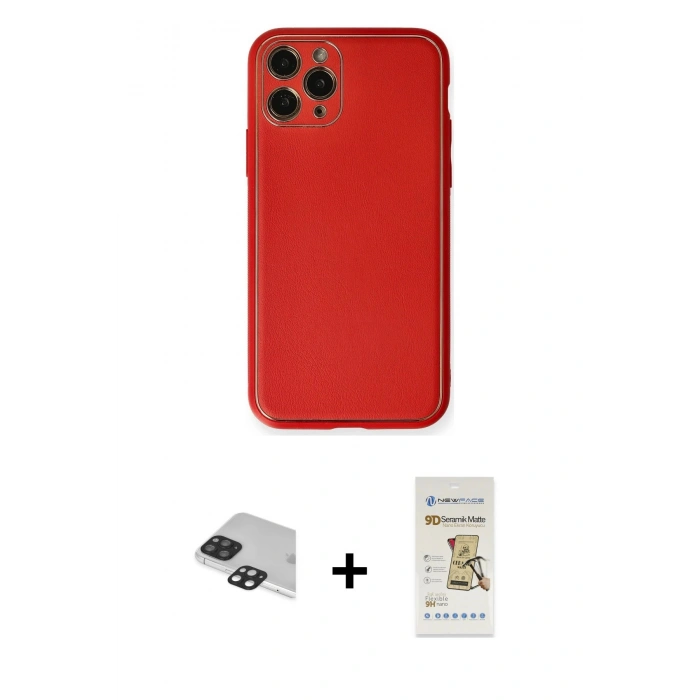 MARSİLYAN™- iPhone 11 Pro Max Kılıf Yadigar Klasik - Siyah Mat Seramik Nano Ekran Koruyucu + Pers Alüminyum Kamera Lens - SH