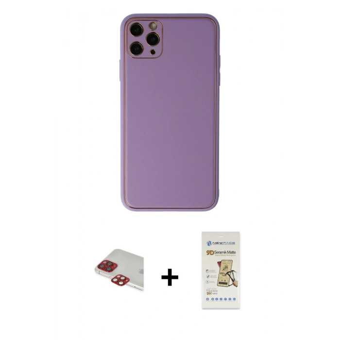 MARSİLYAN™- iPhone 11 Pro Max Kılıf Yadigar Klasik - Siyah Mat Seramik Nano Ekran Koruyucu + Pers Alüminyum Kamera Lens - KI