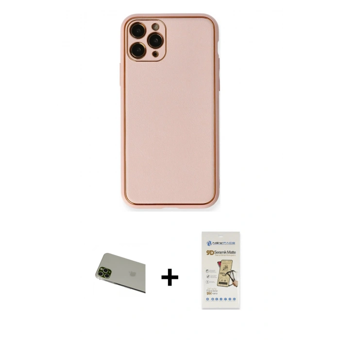 MARSİLYAN™- iPhone 11 Pro Max Kılıf Yadigar Klasik - Siyah Mat Seramik Nano Ekran Koruyucu + Rainbow Kamera Lens Koruma Cam - YL