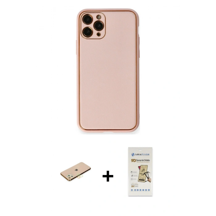 MARSİLYAN™- iPhone 11 Pro Max Kılıf Yadigar Klasik - Siyah Mat Seramik Nano Ekran Koruyucu + Renkli Kamera Lens Koruma Cam - SI