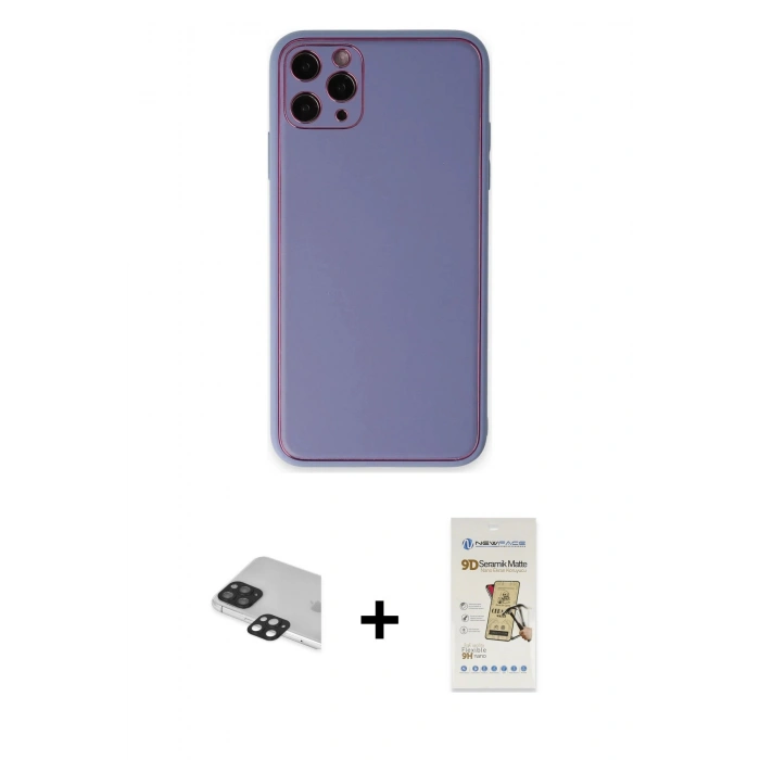MARSİLYAN™- iPhone 11 Pro Max Kılıf Yadigar Klasik - Siyah Mat Seramik Nano Ekran Koruyucu + Siyah Pers Alüminyum Kamera Lens