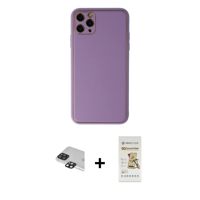 MARSİLYAN™- iPhone 11 Pro Max Kılıf Yadigar Klasik - Siyah Mat Seramik Nano Ekran Koruyucu + Siyah Pers Alüminyum Kamera Lens