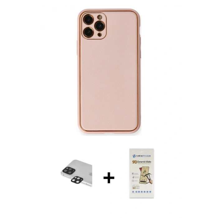 MARSİLYAN™- iPhone 11 Pro Max Kılıf Yadigar Klasik - Siyah Mat Seramik Nano Ekran Koruyucu + Siyah Pers Alüminyum Kamera Lens