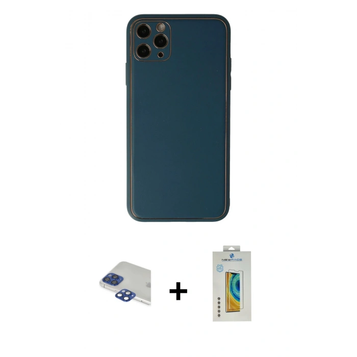 MARSİLYAN™- iPhone 11 Pro Max Kılıf Yadigar Klasik - Siyah Polymer Nano Ekran Koruyucu + Pers Alüminyum Kamera Lens - LT