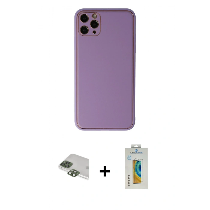 MARSİLYAN™- iPhone 11 Pro Max Kılıf Yadigar Klasik - Siyah Polymer Nano Ekran Koruyucu + Pers Alüminyum Kamera Lens - YL