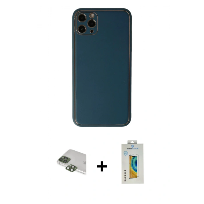 MARSİLYAN™- iPhone 11 Pro Max Kılıf Yadigar Klasik - Siyah Polymer Nano Ekran Koruyucu + Pers Alüminyum Kamera Lens - YL