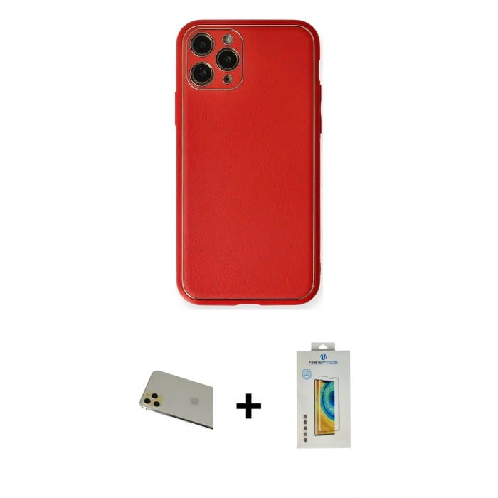MARSİLYAN™- iPhone 11 Pro Max Kılıf Yadigar Klasik - Siyah Polymer Nano Ekran Koruyucu + Rainbow Kamera Lens Koruma Cam - GD