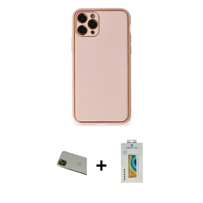 MARSİLYAN™- iPhone 11 Pro Max Kılıf Yadigar Klasik - Siyah Polymer Nano Ekran Koruyucu + Rainbow Kamera Lens Koruma Cam - YL