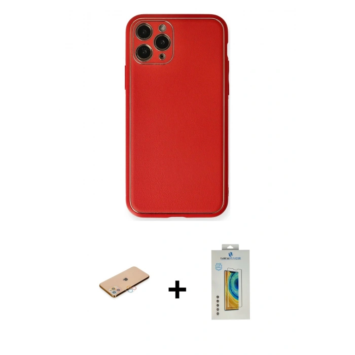 MARSİLYAN™- iPhone 11 Pro Max Kılıf Yadigar Klasik - Siyah Polymer Nano Ekran Koruyucu + Renkli Kamera Lens Koruma Cam - PE
