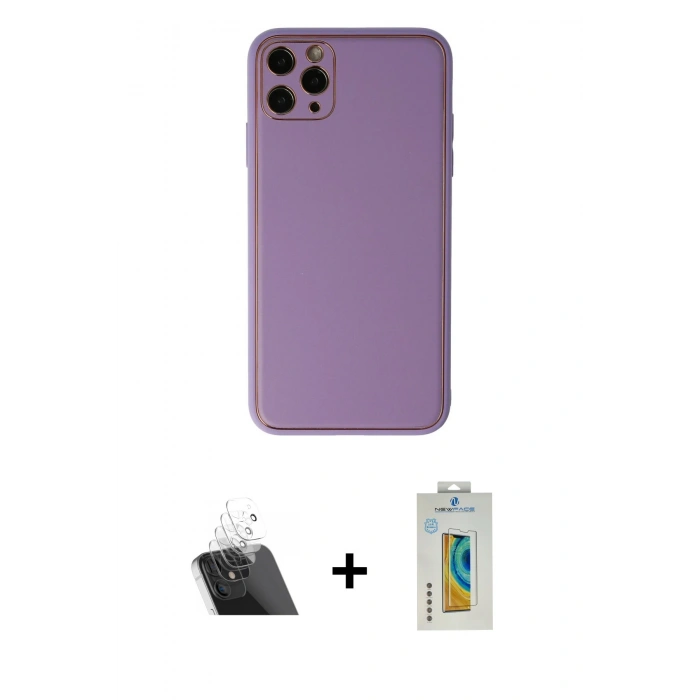 MARSİLYAN™- iPhone 11 Pro Max Kılıf Yadigar Klasik - Siyah Polymer Nano Ekran Koruyucu + Kamera Lens Koruma Cam - SF