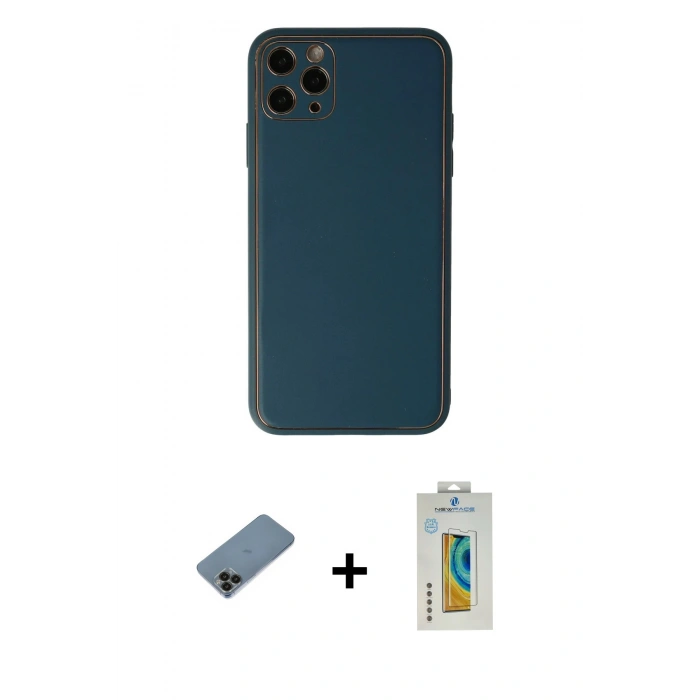 MARSİLYAN™- iPhone 11 Pro Max Kılıf Yadigar Klasik - Siyah Polymer Nano Ekran Koruyucu + Shine Kamera Lens Koruma Cam - SH