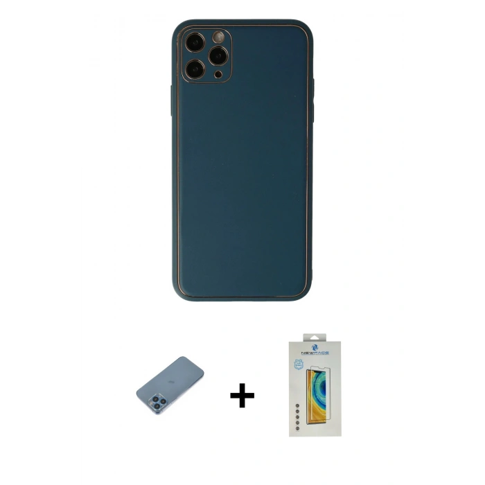 MARSİLYAN™- iPhone 11 Pro Max Kılıf Yadigar Klasik - Siyah Polymer Nano Ekran Koruyucu + Shine Kamera Lens Koruma Cam - MI