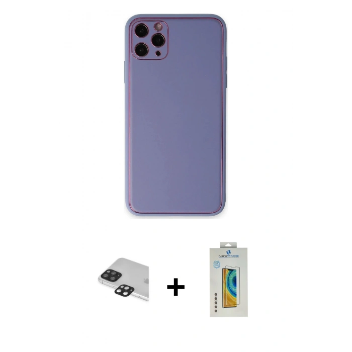 MARSİLYAN™- iPhone 11 Pro Max Kılıf Yadigar Klasik - Siyah Polymer Nano Ekran Koruyucu + Pers Alüminyum Kamera Lens - SH