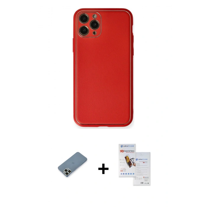 MARSİLYAN™- iPhone 11 Pro Max Kılıf Yadigar Klasik - Siyah Seramik Nano Ekran Koruyucu + Metal Kamera Lens Koruma Cam - AKYL