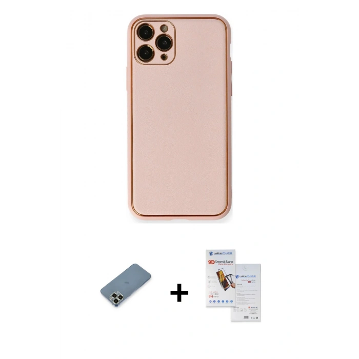 MARSİLYAN™- iPhone 11 Pro Max Kılıf Yadigar Klasik - Siyah Seramik Nano Ekran Koruyucu + Metal Kamera Lens Koruma Cam - AKYL