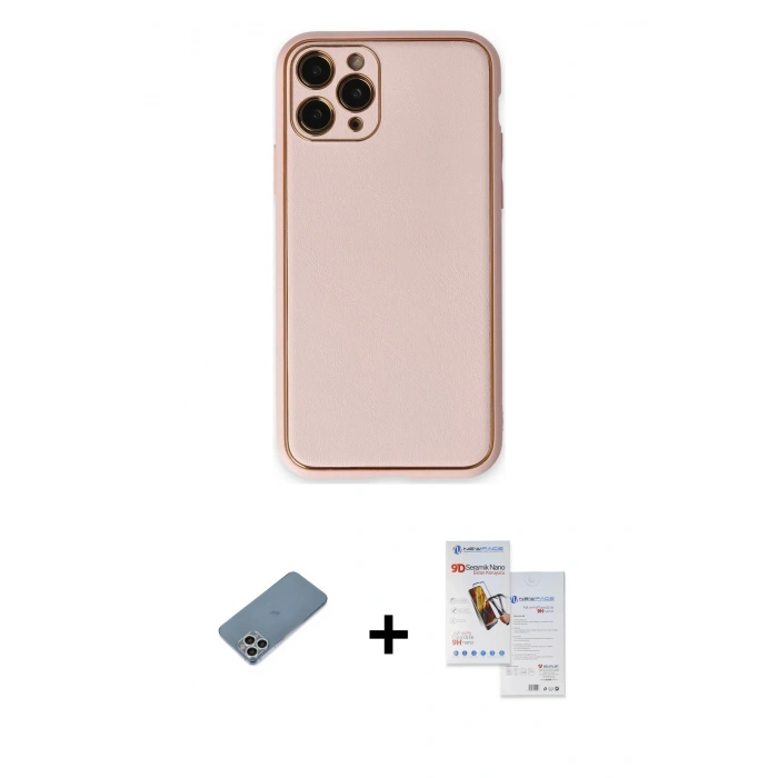 MARSİLYAN™- iPhone 11 Pro Max Kılıf Yadigar Klasik - Siyah Seramik Nano Ekran Koruyucu + Shine Kamera Lens Koruma Cam - GS