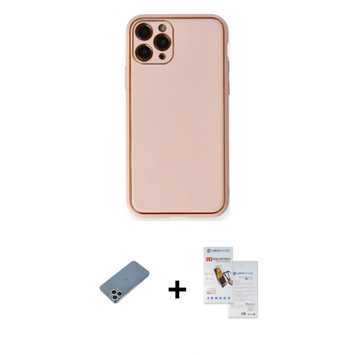 MARSİLYAN™- iPhone 11 Pro Max Kılıf Yadigar Klasik - Siyah Seramik Nano Ekran Koruyucu + Shine Kamera Lens Koruma Cam - GS