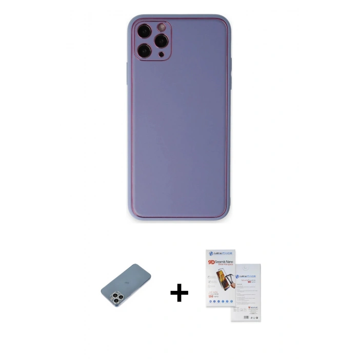 MARSİLYAN™- iPhone 11 Pro Max Kılıf Yadigar Klasik - Siyah Seramik Nano Ekran Koruyucu + Shine Kamera Lens Koruma Cam - GS