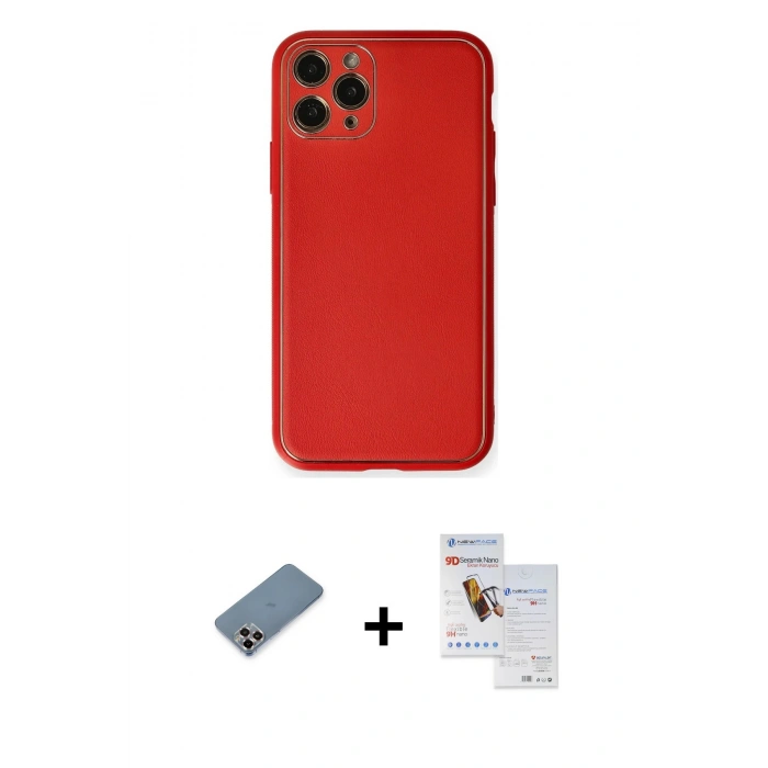 MARSİLYAN™- iPhone 11 Pro Max Kılıf Yadigar Klasik - Siyah Seramik Nano Ekran Koruyucu + Metal Kamera Lens Koruma Cam - MR