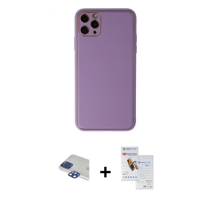 MARSİLYAN™- iPhone 11 Pro Max Kılıf Yadigar Klasik - Siyah Seramik Nano Ekran Koruyucu + Pers Alüminyum Kamera Lens - LT