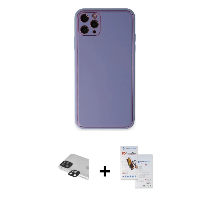 MARSİLYAN™- iPhone 11 Pro Max Kılıf Yadigar Klasik - Siyah Seramik Nano Ekran Koruyucu + Pers Alüminyum Kamera Lens - SH