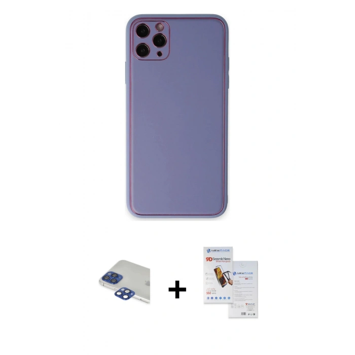 MARSİLYAN™- iPhone 11 Pro Max Kılıf Yadigar Klasik - Siyah Seramik Nano Ekran Koruyucu + Pers Alüminyum Kamera Lens - LT