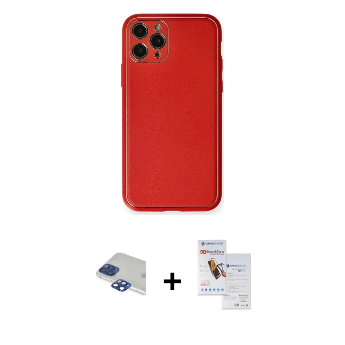 MARSİLYAN™- iPhone 11 Pro Max Kılıf Yadigar Klasik - Siyah Seramik Nano Ekran Koruyucu + Pers Alüminyum Kamera Lens - LT