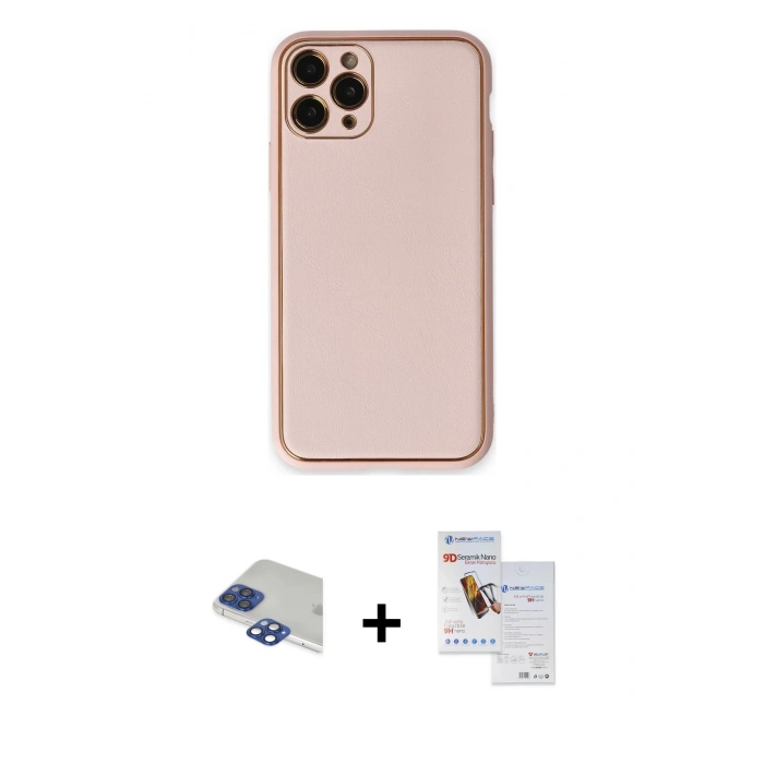 MARSİLYAN™- iPhone 11 Pro Max Kılıf Yadigar Klasik - Siyah Seramik Nano Ekran Koruyucu + Pers Alüminyum Kamera Lens - LT