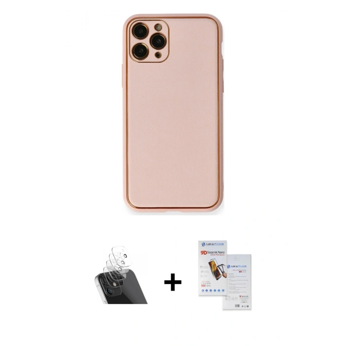 MARSİLYAN™- iPhone 11 Pro Max Kılıf Yadigar Klasik - Siyah Seramik Nano Ekran Koruyucu + Kamera Lens Koruma Cam - SF