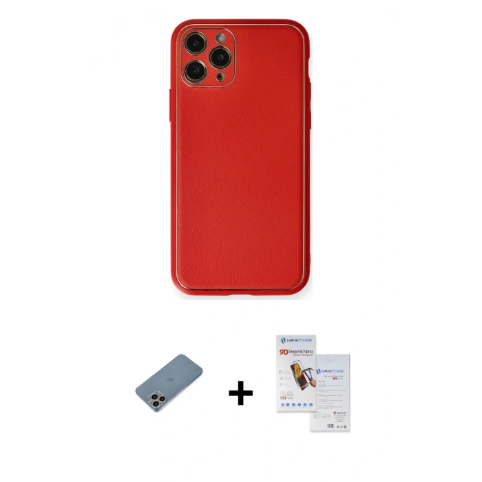 MARSİLYAN™- iPhone 11 Pro Max Kılıf Yadigar Klasik - Siyah Seramik Nano Ekran Koruyucu + Shine Kamera Lens Koruma Cam - GI