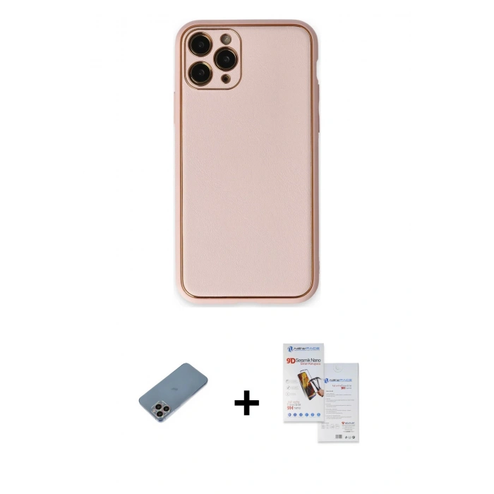 MARSİLYAN™- iPhone 11 Pro Max Kılıf Yadigar Klasik - Siyah Seramik Nano Ekran Koruyucu + Shine Kamera Lens Koruma Cam - GI
