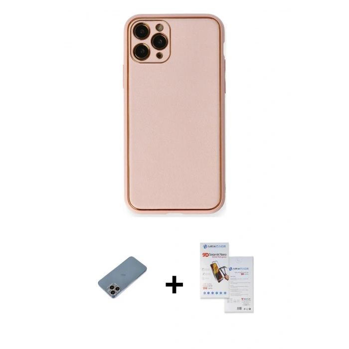 MARSİLYAN™- iPhone 11 Pro Max Kılıf Yadigar Klasik - Siyah Seramik Nano Ekran Koruyucu + Shine Kamera Lens Koruma Cam - GI