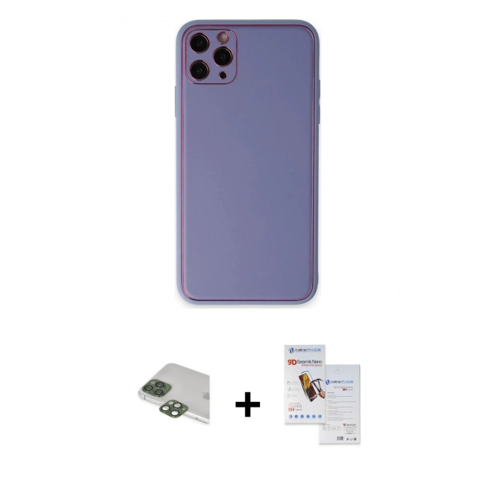 MARSİLYAN™- iPhone 11 Pro Max Kılıf Yadigar Klasik - Siyah Seramik Nano Ekran Koruyucu + Pers Alüminyum Kamera Lens - YL
