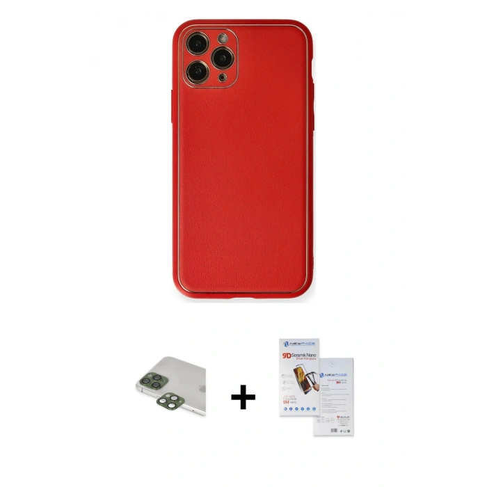 MARSİLYAN™- iPhone 11 Pro Max Kılıf Yadigar Klasik - Siyah Seramik Nano Ekran Koruyucu + Pers Alüminyum Kamera Lens - YL