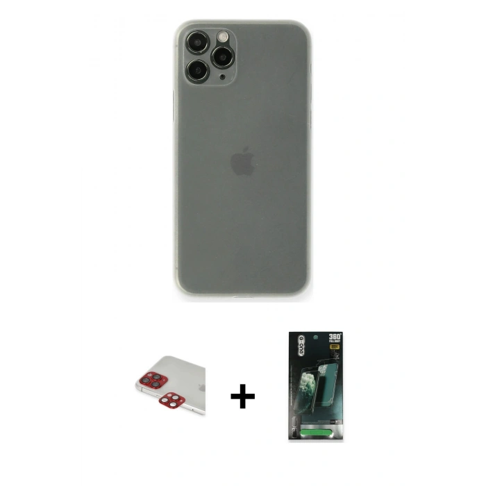 MARSİLYAN™- iPhone 11 Pro Max Kılıf Yadigar Yansıma Serisi - Şeffaf 360 Full Body Arka Koruyucu + Pers Alüminyum Kamera Lens - KI