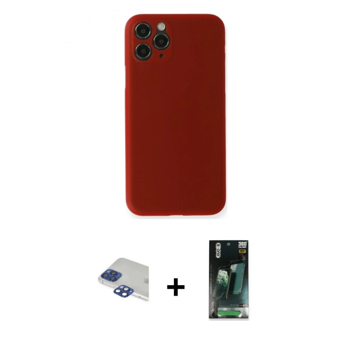 MARSİLYAN™- iPhone 11 Pro Max Kılıf Yadigar Yansıma Serisi - Şeffaf 360 Full Body Arka Koruyucu + Pers Alüminyum Kamera Lens - LT