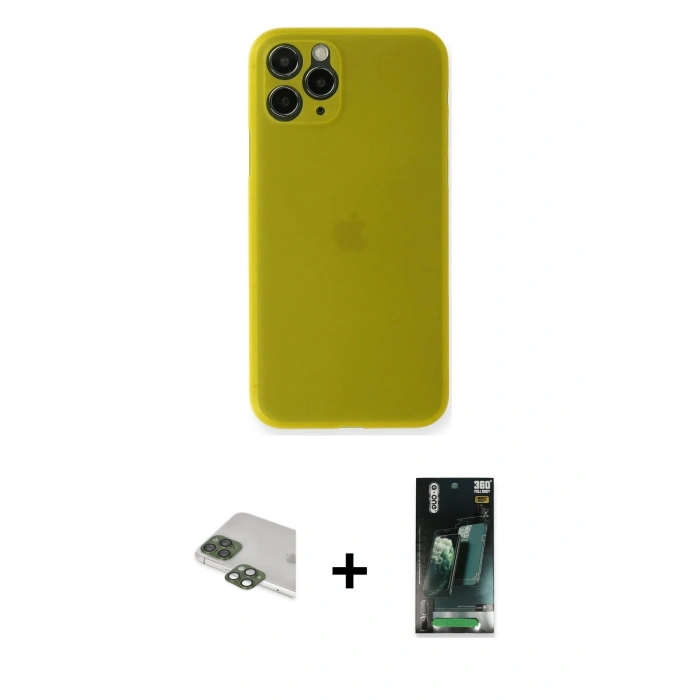 MARSİLYAN™- iPhone 11 Pro Max Kılıf Yadigar Yansıma Serisi - Şeffaf 360 Full Body Arka Koruyucu + Pers Alüminyum Kamera Lens - YL