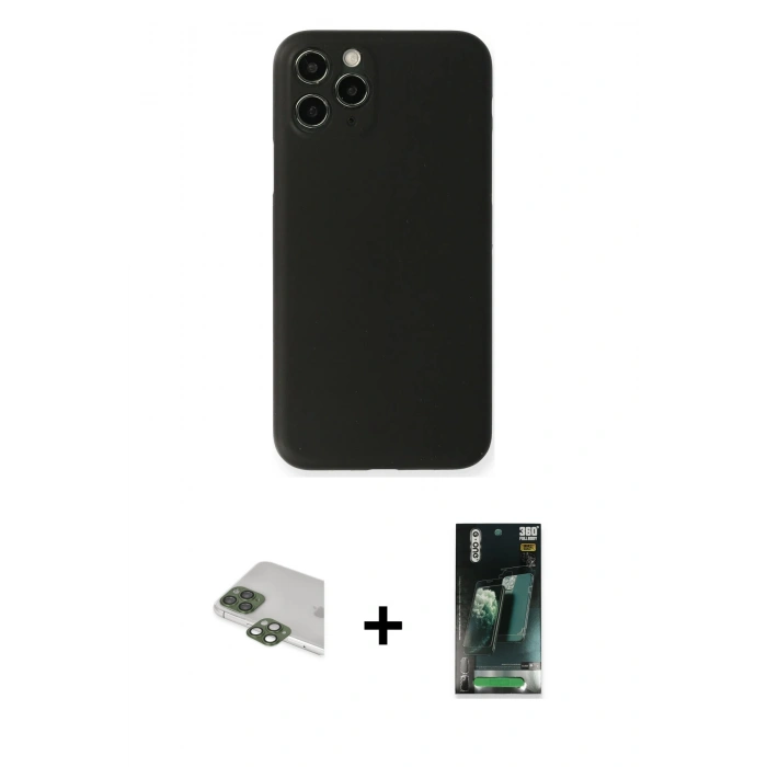 MARSİLYAN™- iPhone 11 Pro Max Kılıf Yadigar Yansıma Serisi - Şeffaf 360 Full Body Arka Koruyucu + Pers Alüminyum Kamera Lens - YL