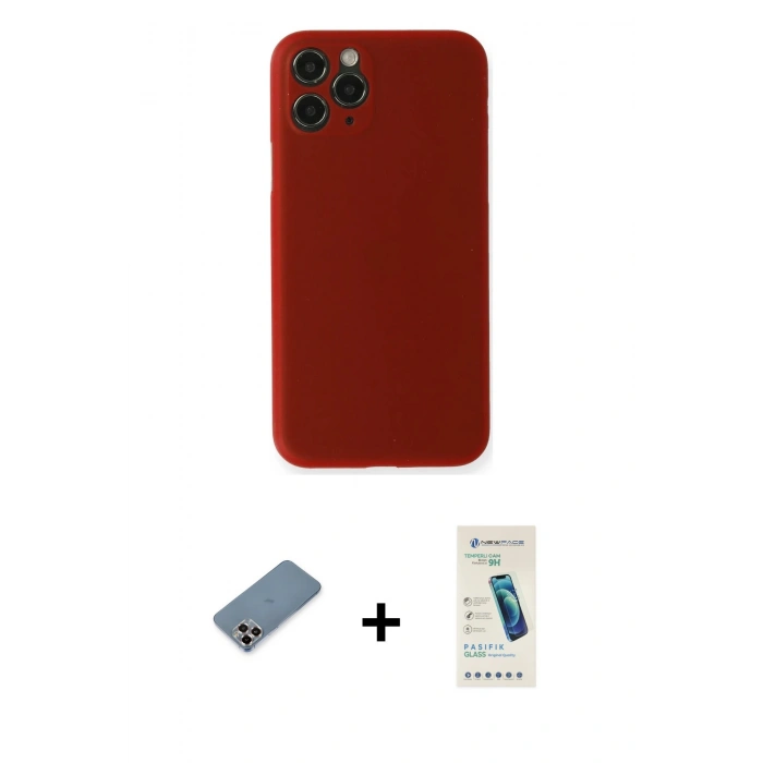 MARSİLYAN™- iPhone 11 Pro Max Kılıf Yadigar Yansıma Serisi - Şeffaf Pasifik Cam Ekran Koruyucu + Metal Kamera Lens Koruma Cam - MR