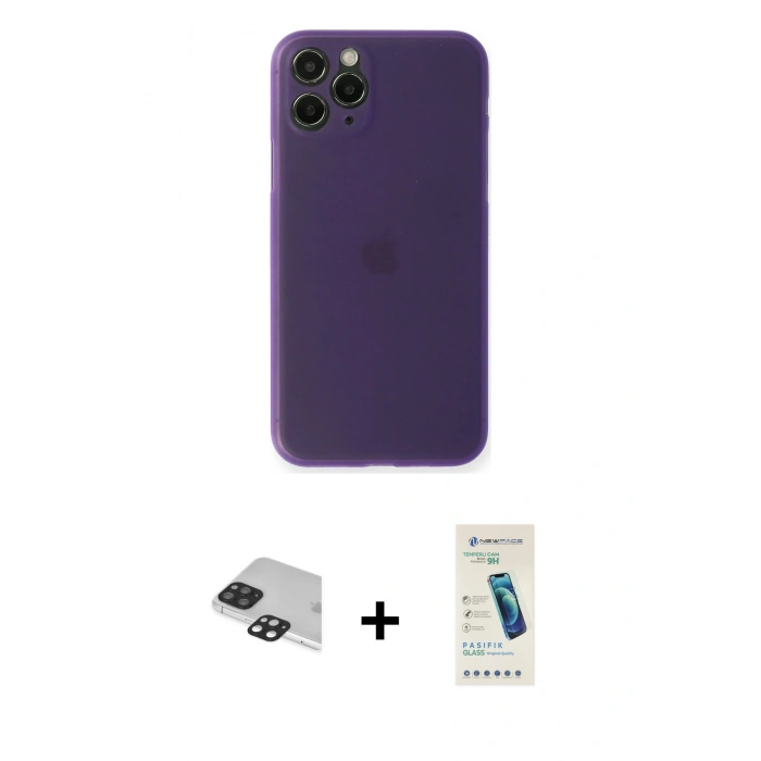 MARSİLYAN™- iPhone 11 Pro Max Kılıf Yadigar Yansıma Serisi - Şeffaf Pasifik Cam Ekran Koruyucu + Pers Alüminyum Kamera Lens - SH