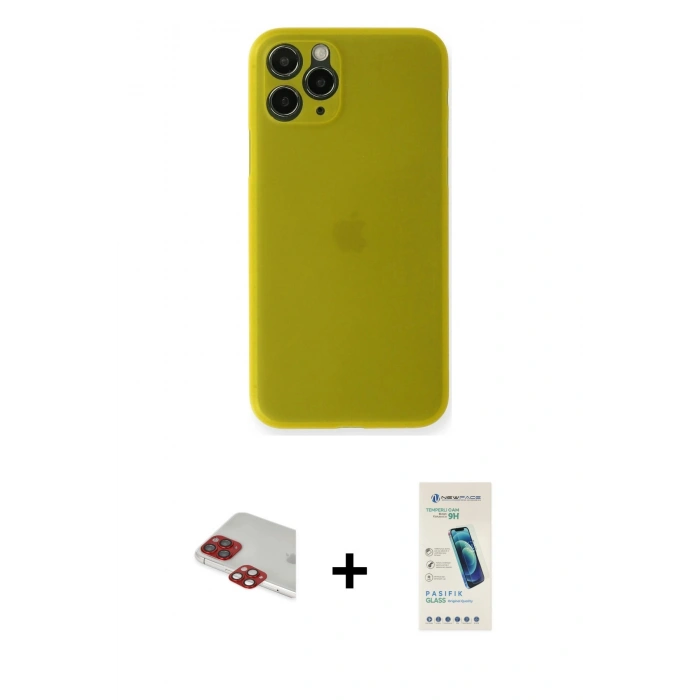 MARSİLYAN™- iPhone 11 Pro Max Kılıf Yadigar Yansıma Serisi - Şeffaf Pasifik Cam Ekran Koruyucu + Pers Alüminyum Kamera Lens - KI