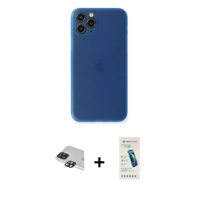 MARSİLYAN™- iPhone 11 Pro Max Kılıf Yadigar Yansıma Serisi - Şeffaf Pasifik Cam Ekran Koruyucu + Pers Alüminyum Kamera Lens - SH