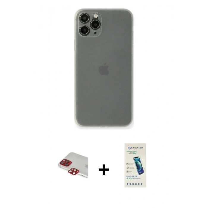 MARSİLYAN™- iPhone 11 Pro Max Kılıf Yadigar Yansıma Serisi - Şeffaf Pasifik Cam Ekran Koruyucu + Pers Alüminyum Kamera Lens - KI