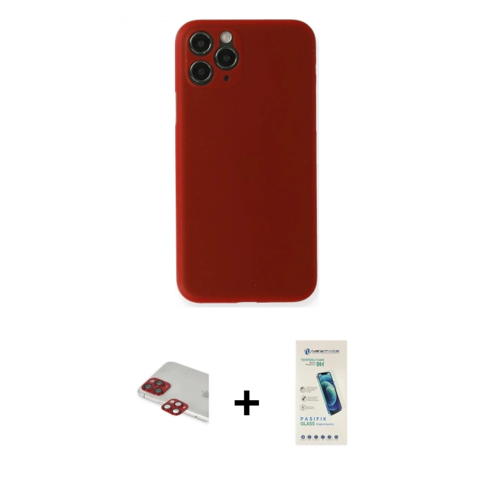 MARSİLYAN™- iPhone 11 Pro Max Kılıf Yadigar Yansıma Serisi - Şeffaf Pasifik Cam Ekran Koruyucu + Pers Alüminyum Kamera Lens - KI