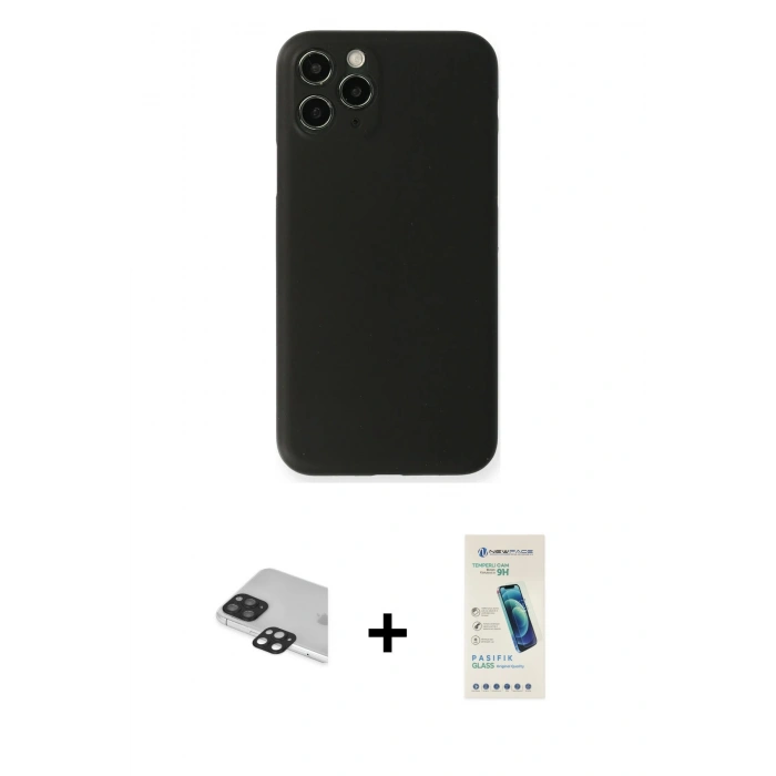 MARSİLYAN™- iPhone 11 Pro Max Kılıf Yadigar Yansıma Serisi - Şeffaf Pasifik Cam Ekran Koruyucu + Pers Alüminyum Kamera Lens - SH