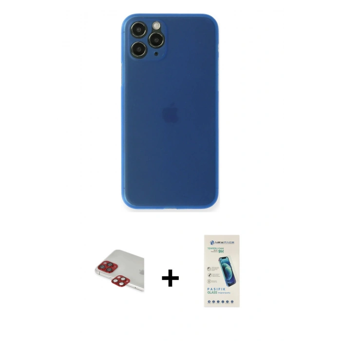 MARSİLYAN™- iPhone 11 Pro Max Kılıf Yadigar Yansıma Serisi - Şeffaf Pasifik Cam Ekran Koruyucu + Pers Alüminyum Kamera Lens - KI