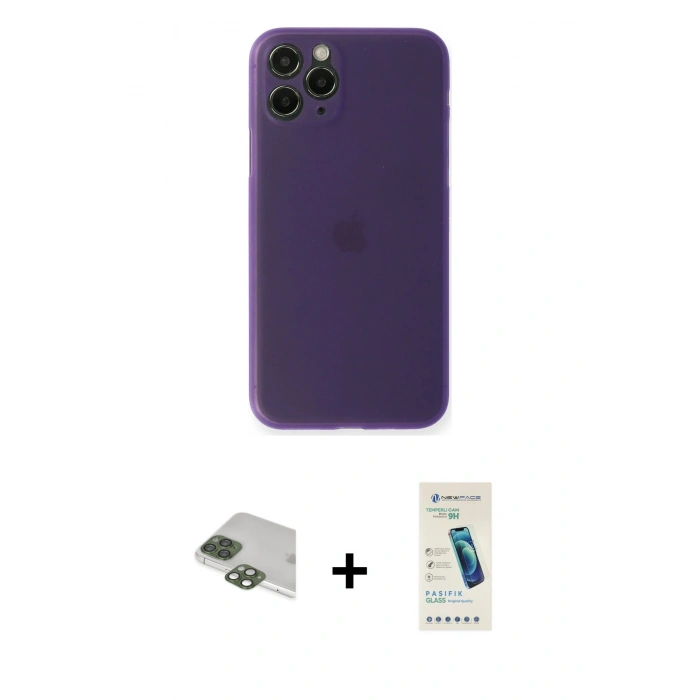 MARSİLYAN™- iPhone 11 Pro Max Kılıf Yadigar Yansıma Serisi - Şeffaf Pasifik Cam Ekran Koruyucu + Pers Alüminyum Kamera Lens - YL