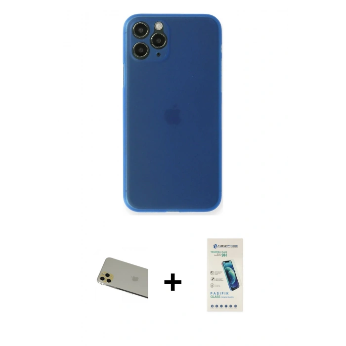 MARSİLYAN™- iPhone 11 Pro Max Kılıf Yadigar Yansıma Serisi - Şeffaf Pasifik Cam Ekran Koruyucu + Rainbow Kamera Lens Koruma Cam - GD
