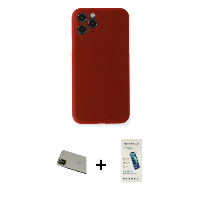 MARSİLYAN™- iPhone 11 Pro Max Kılıf Yadigar Yansıma Serisi - Şeffaf Pasifik Cam Ekran Koruyucu + Rainbow Kamera Lens Koruma Cam - YL